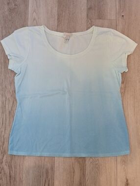 Women's Ombre Scoop Neck Tee - Pale Blue Gradient